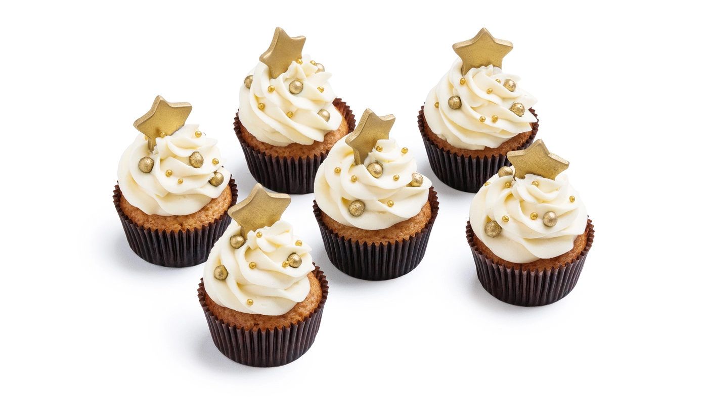Gold Star Cupcakes – 6 pcs