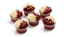 Red Velvet Gold Swirl Cupcakes – 6 pcs