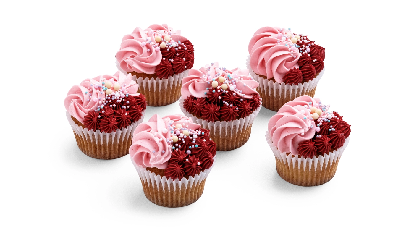 Pink & Red Cream Cupcakes – 6 pcs