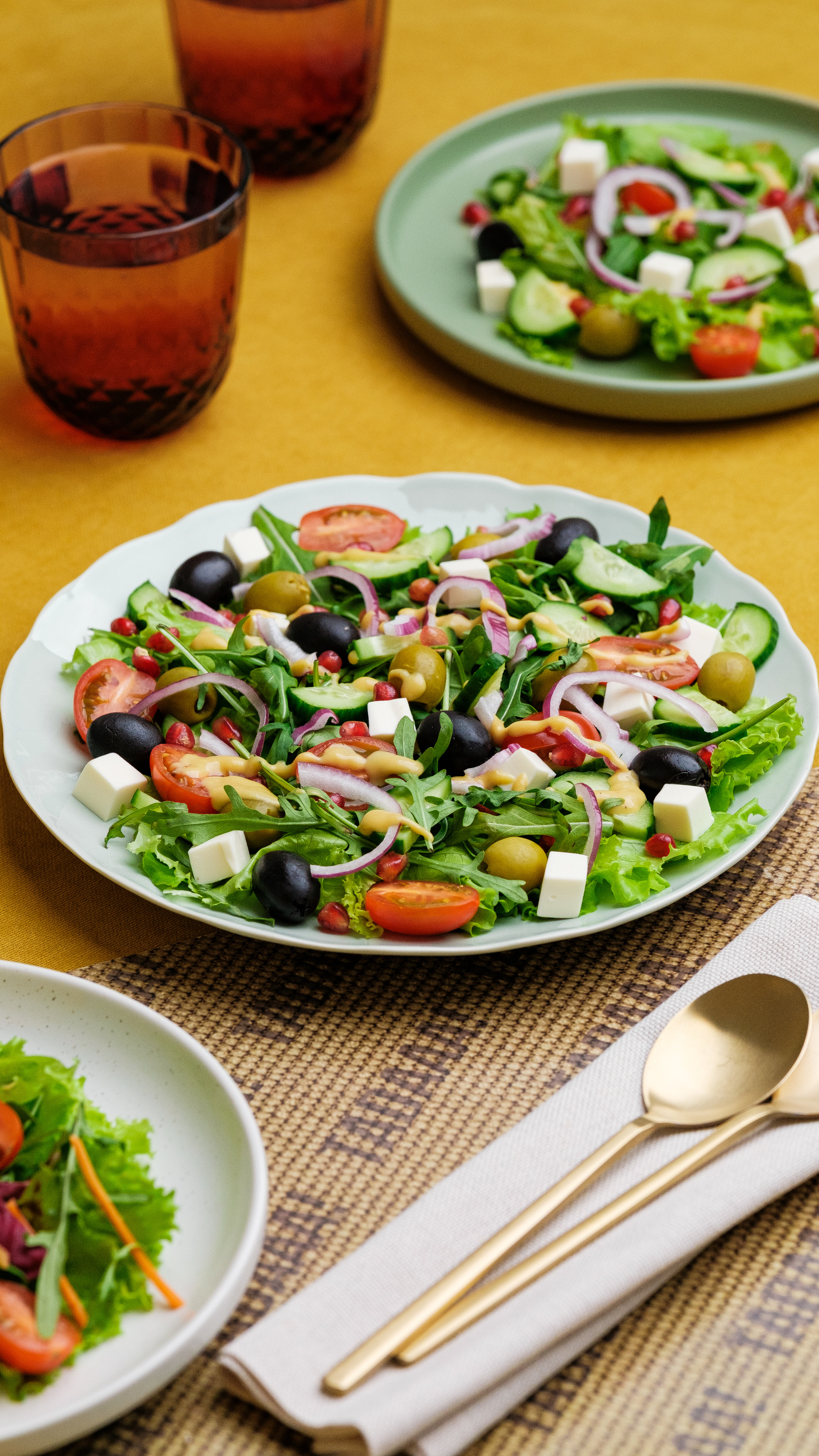 Greek Salad Bowl with Pomegranate — Serves 4