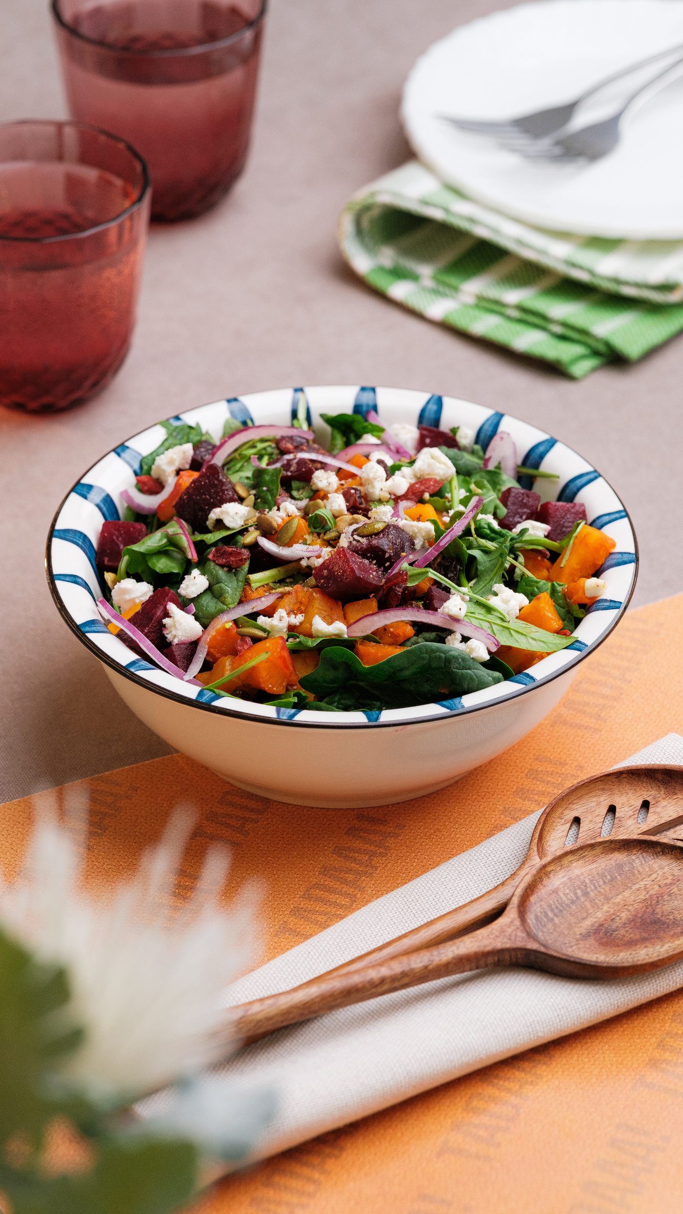 Roasted Butternut Squash and Beetroot Feta Salad Bowl