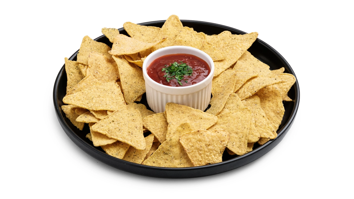 Crispy Corn Tortilla Platter with Zesty Tomato Salsa