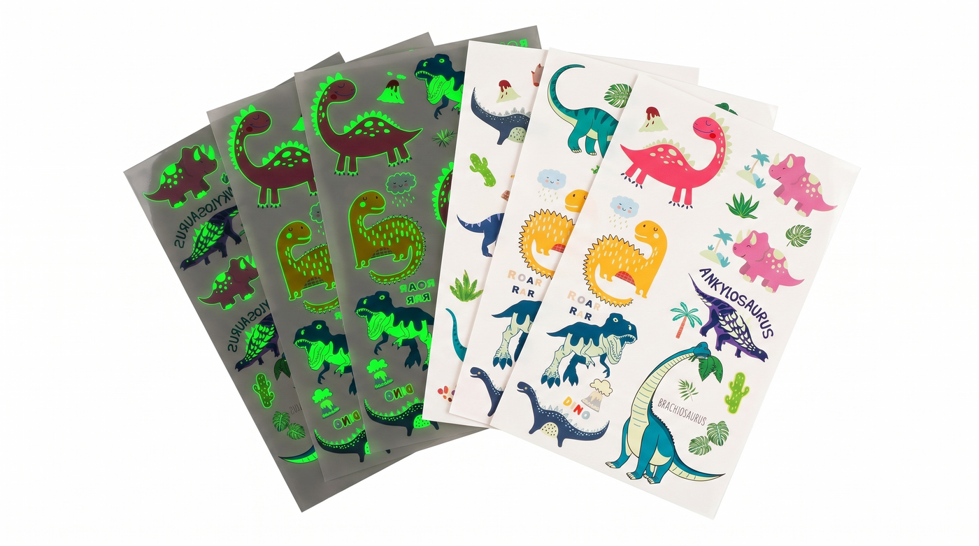 Glow-in-the-Dark Dinosaur Temporary Tattoos