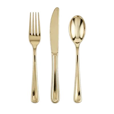 Gold Plastic Cutlery Set