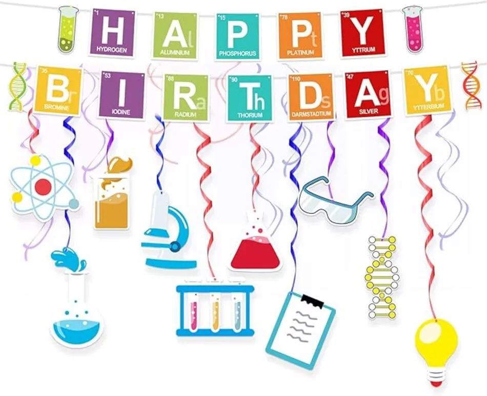 Science Happy Birthday Banner Backdrop