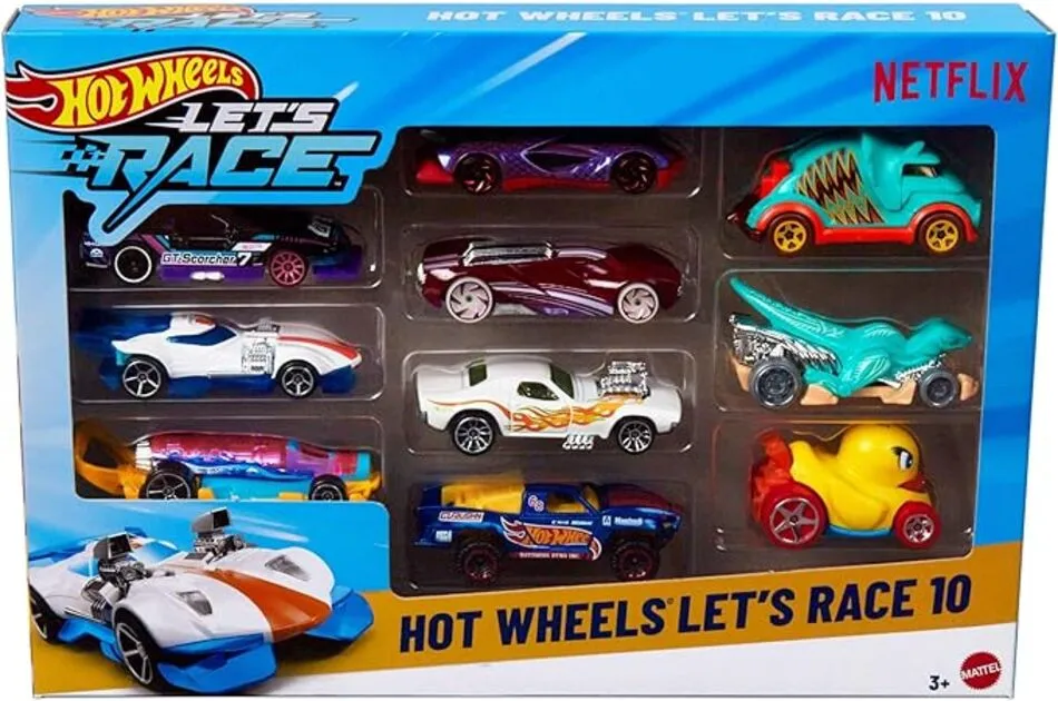 Toy Race Cars for Roll-the-Track Game