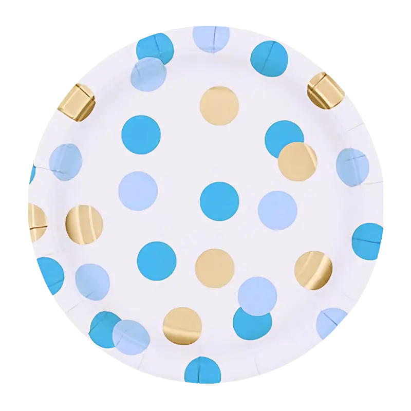 Blue & Gold Dots Plate