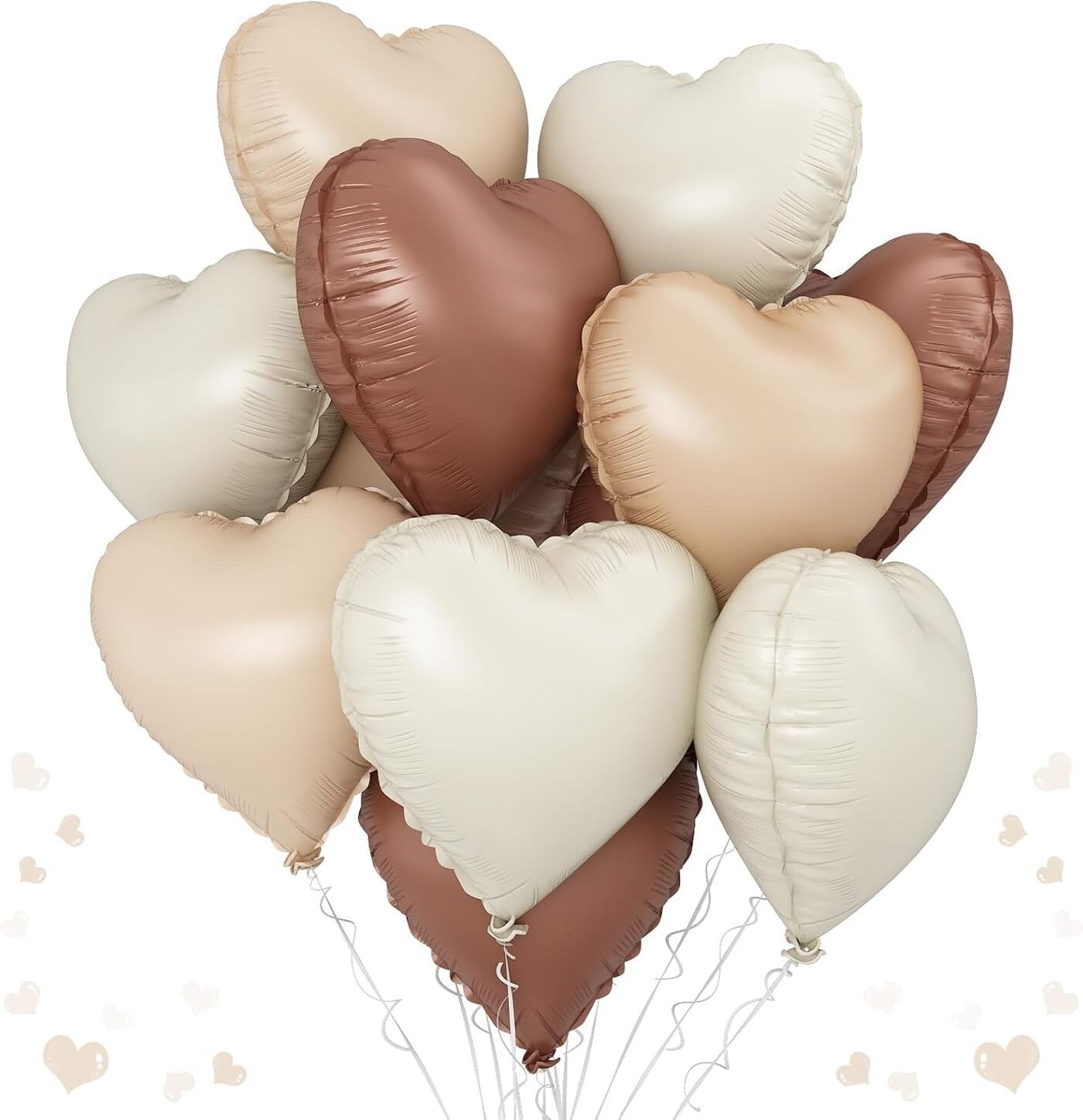 Beige Nude Cream Heart Foil Balloons 12 pcs