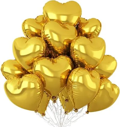 Metallic Gold Heart Foil Balloons 12 pcs
