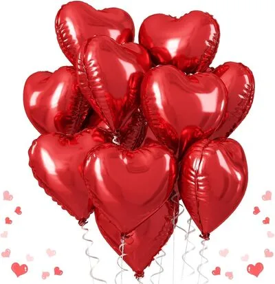 Red Heart Foil Balloons 12 pcs