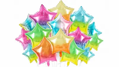 Colorful Gradient Star Foil Balloons 30 pcs