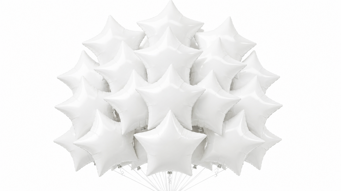 White Star Foil Balloons 15 pcs