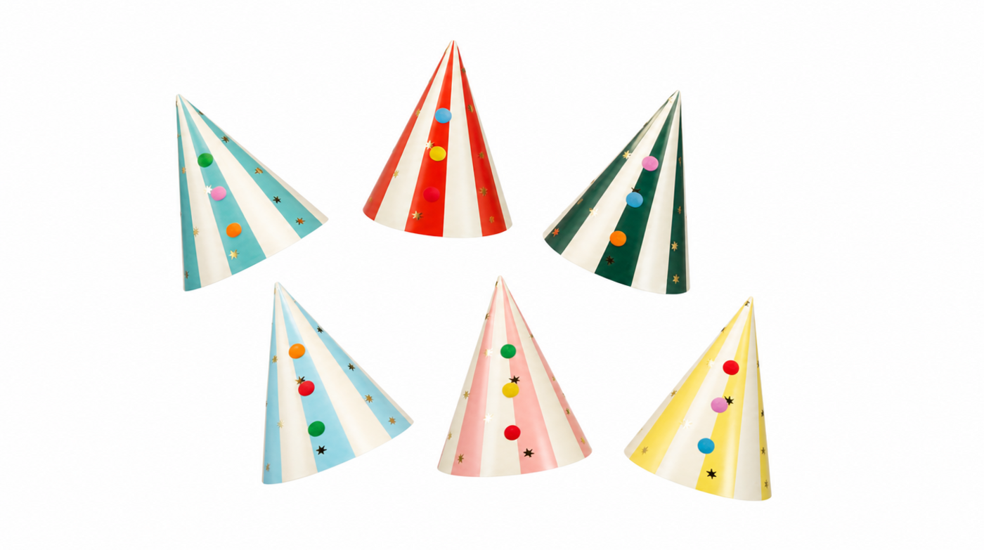 Circus Theme Paper Party Pompom Hats
