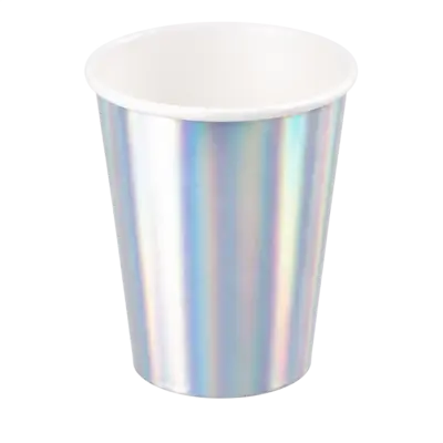 Iridescent holographic paper cups