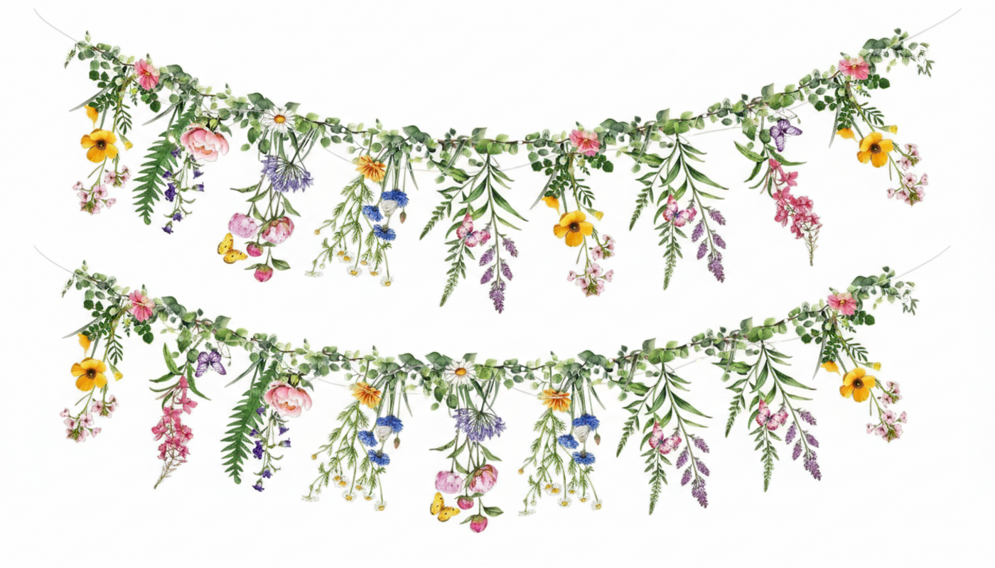 Wildflower Garden Party Banner 2 pcs