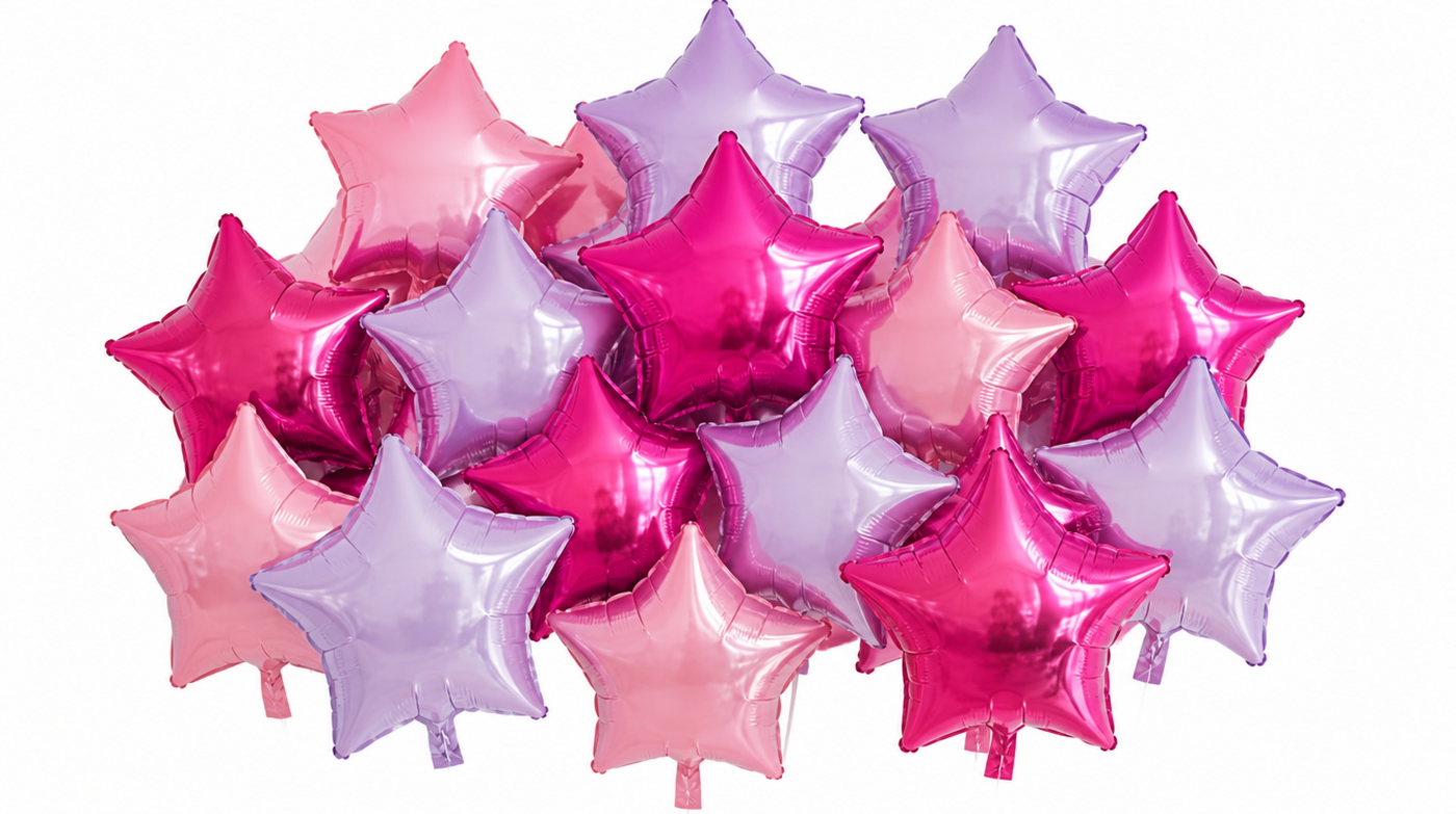 Pink & Purple Star Foil Balloons 15 pcs