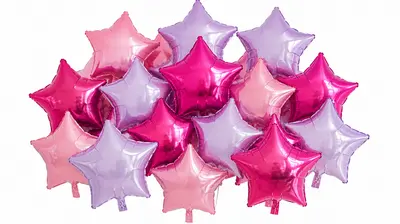 Pink & Purple Star Foil Balloons 15 pcs