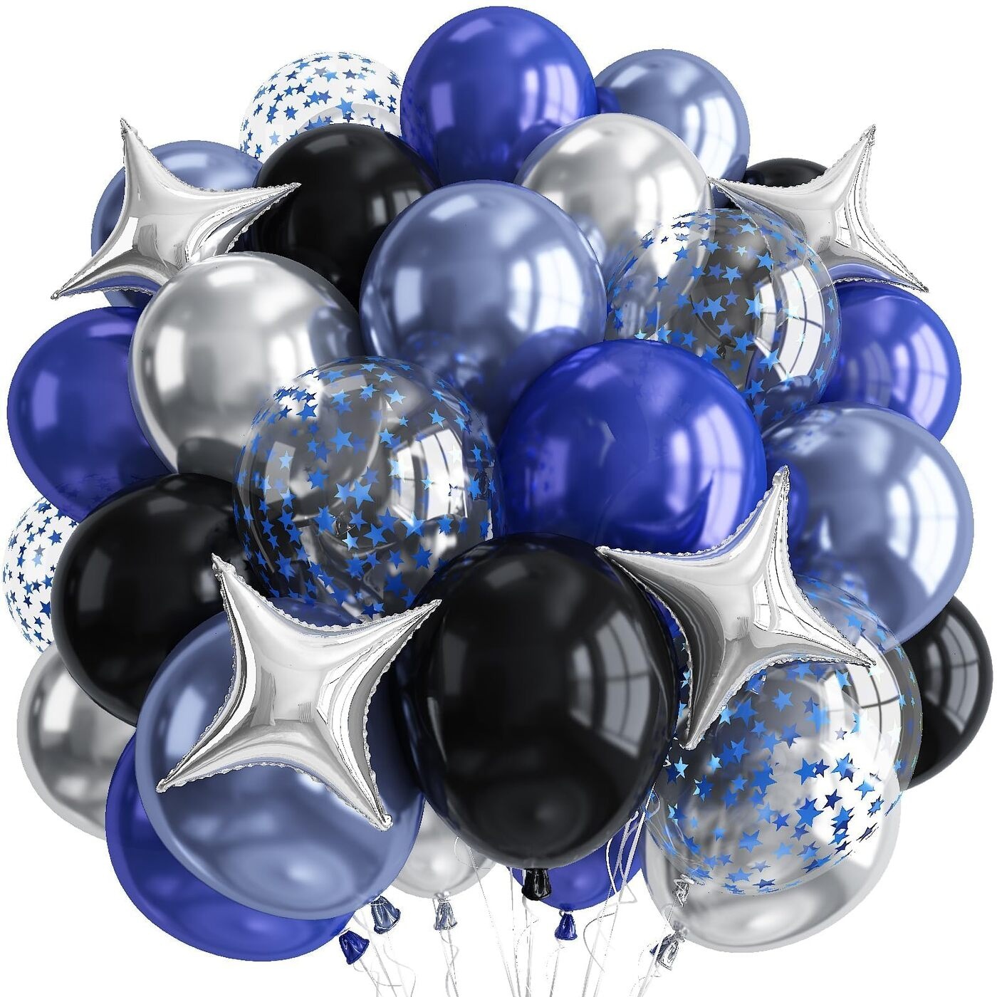 Blue and Silver Black Balloons 40 pcs