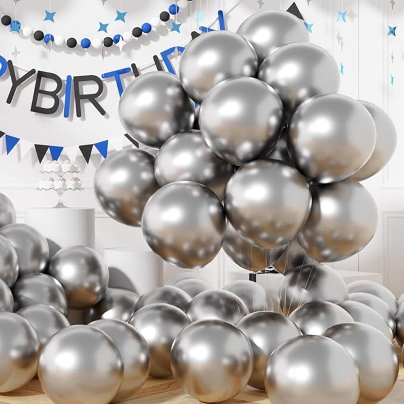 Metallic Silver Balloons 50 pcs