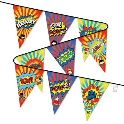 Superhero Pennant Banner Flags Decorations