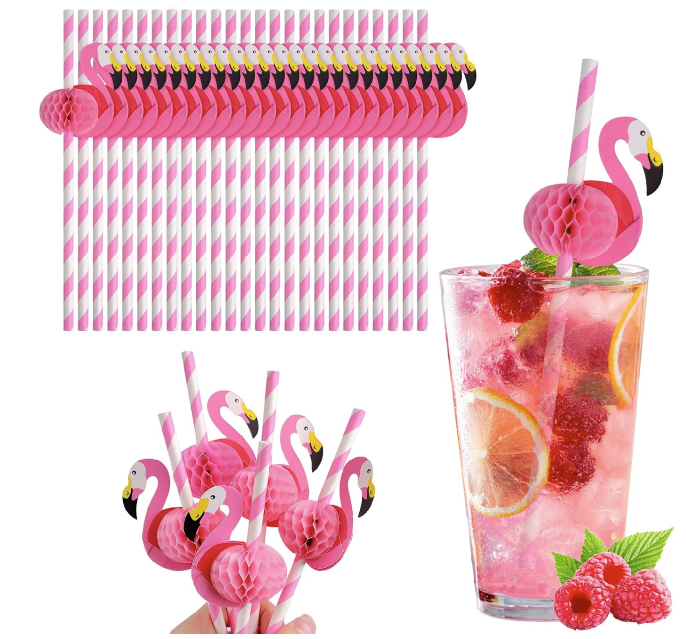 Flamingo Paper Straws – 50 pcs