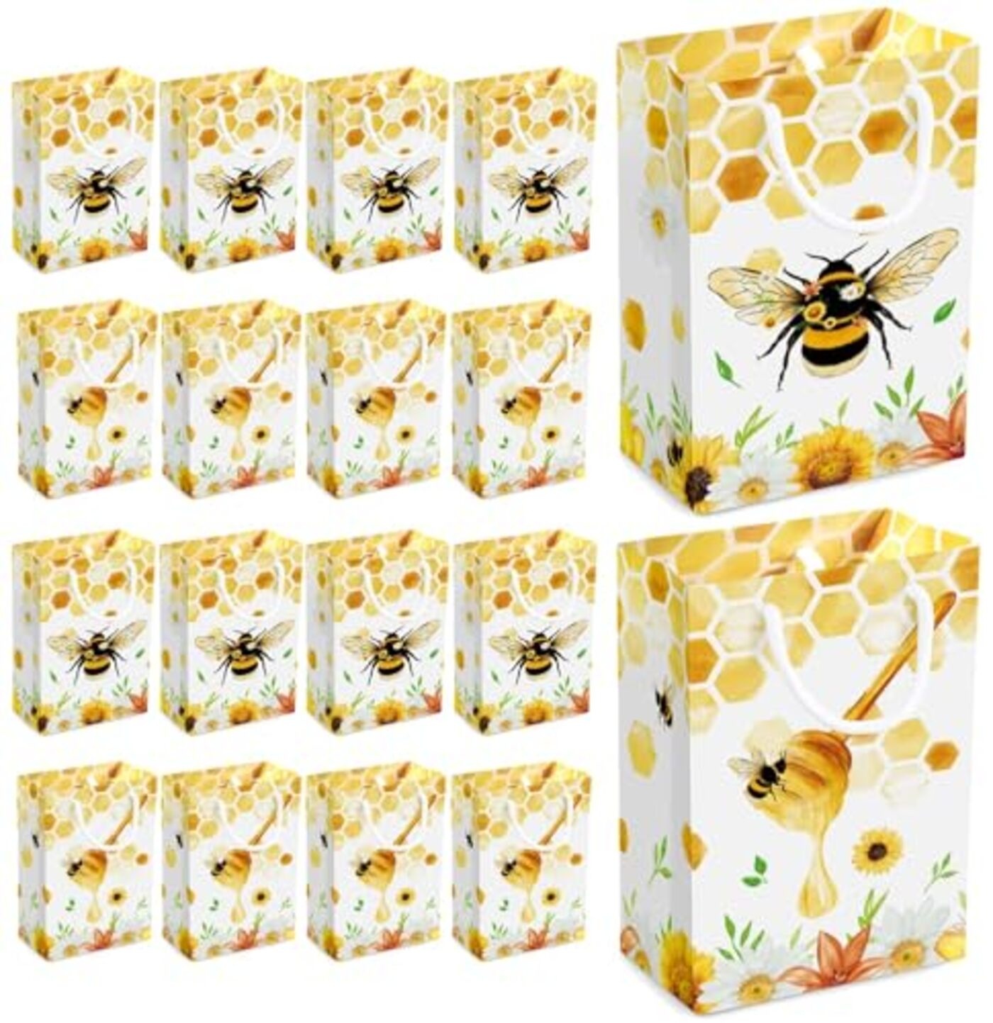 WERNNSAI Honey Bee Party Favor Bags – 16 pcs