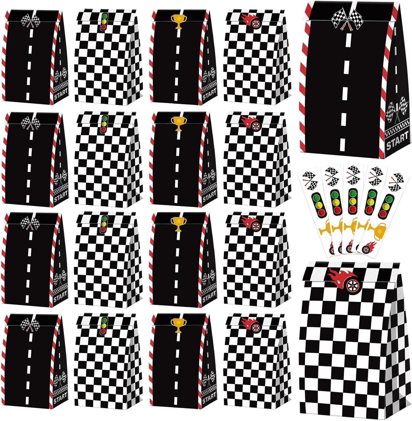 Race Car Goodie Bags with Stickers – 20 pcs