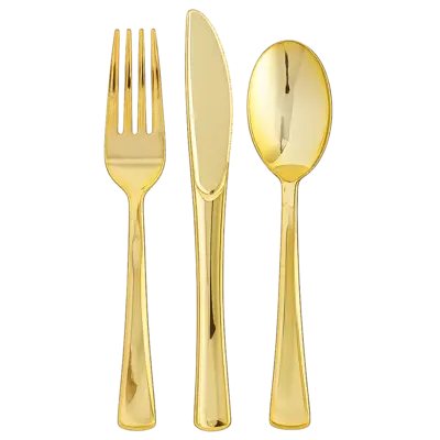 Gold Plastic Cutlery Set