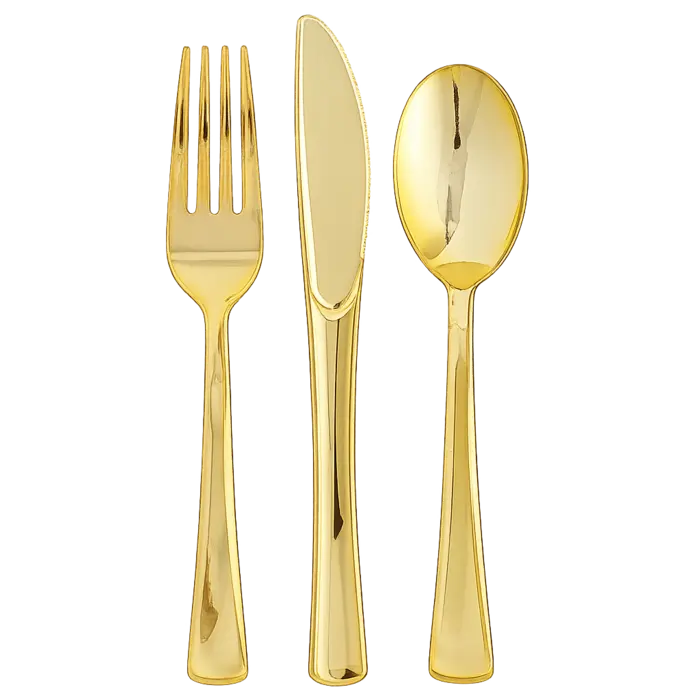 Gold Plastic Cutlery Set