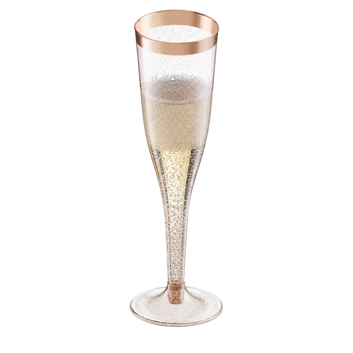 Rose Gold Plastic Champagne Flutes Box of 36 