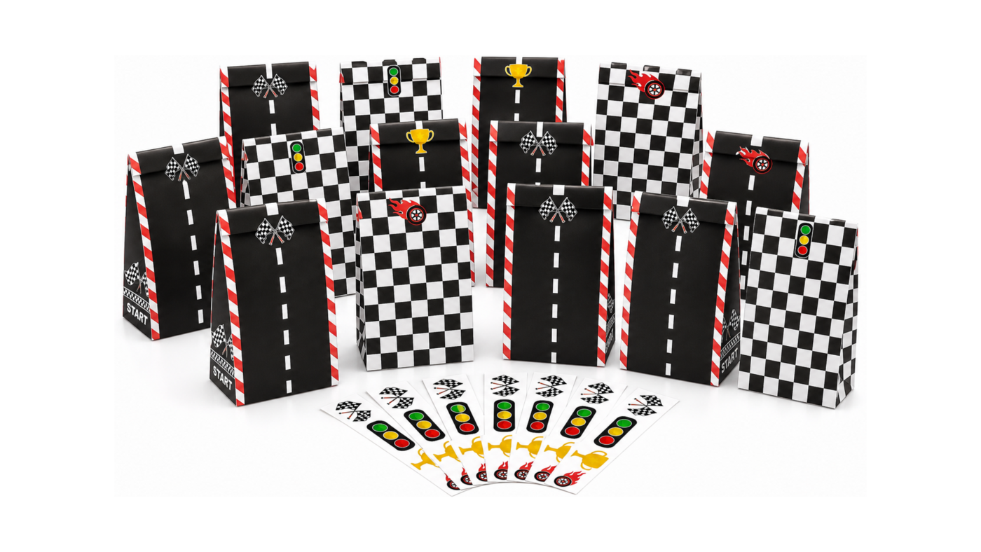 Race Car Goodie Bags with Stickers – 20 pcs