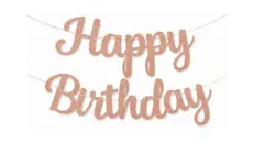 Rose Gold Happy Birthday Banner