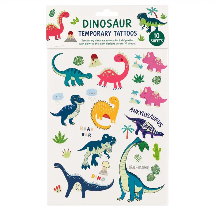 Glow-in-the-Dark Dinosaur Temporary Tattoos