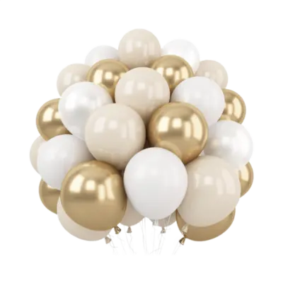 Gold and White Balloons