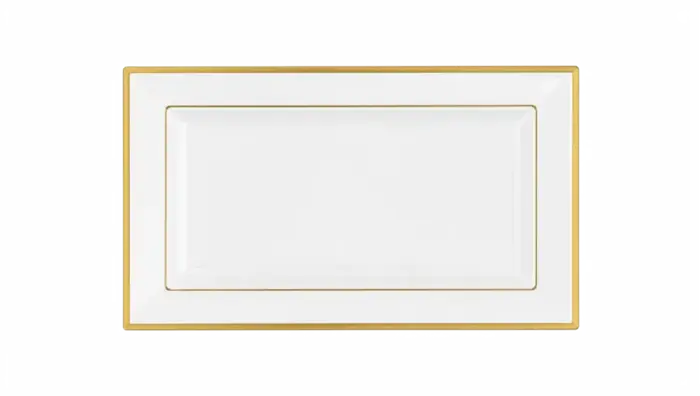 Plastic Serving Trays – (White & Gold)