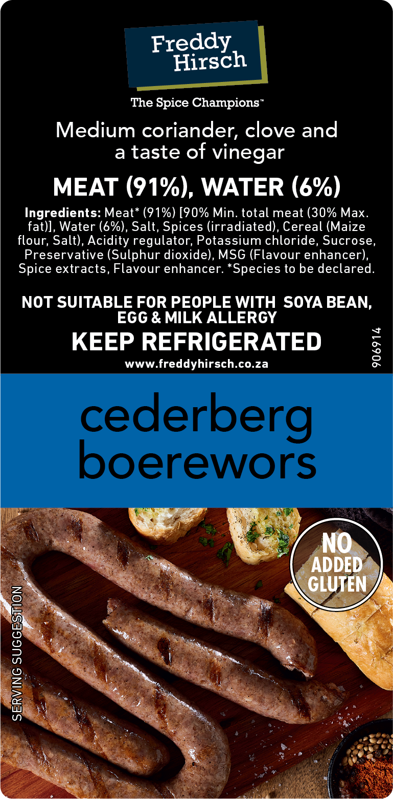 Cederberg Boerewors Non Species Label - Freddy Hirsch Online Shop