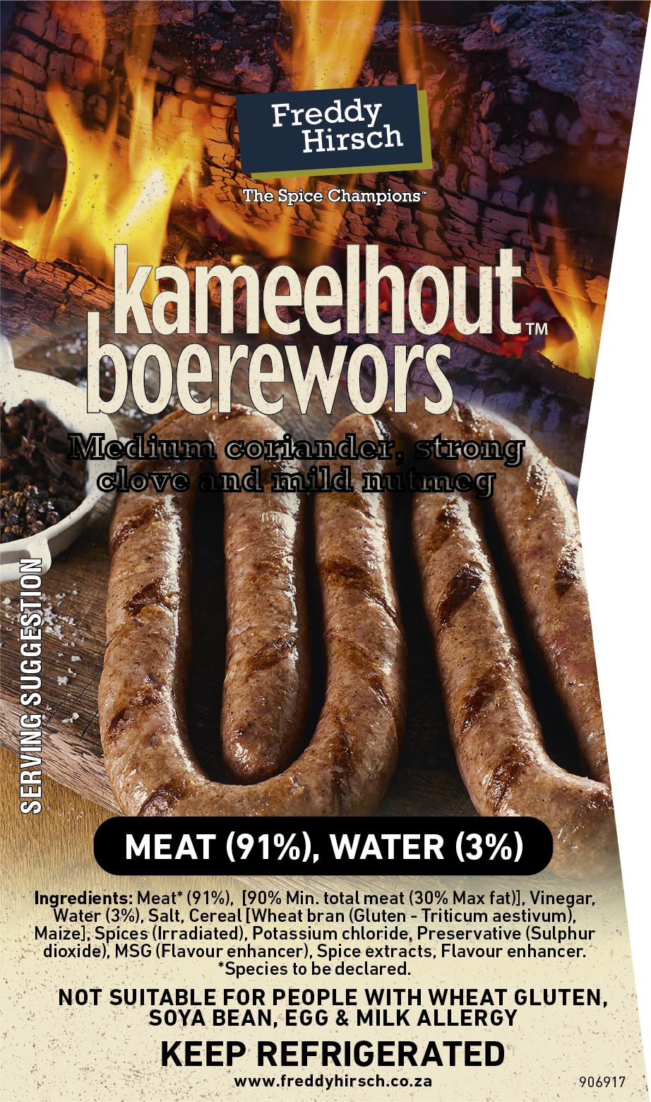 Kameelhout Boerewors Species Label - Freddy Hirsch Online Shop
