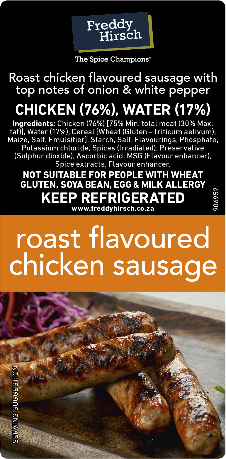 Roast Chicken Sausage Label Freddy Hirsch Online Shop