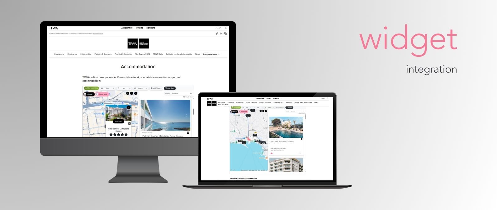 TFWA Cannes widget integration on event website