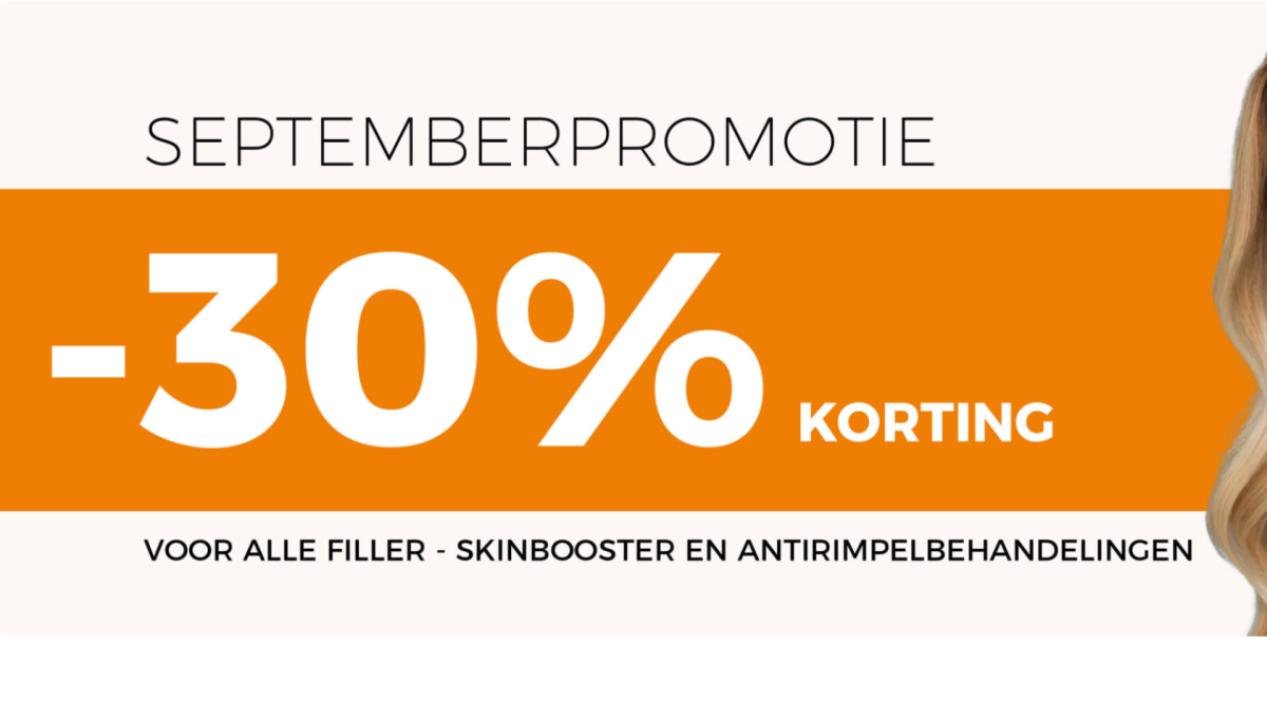 30% korting op alle skinbooster en rimpelbehandelingen