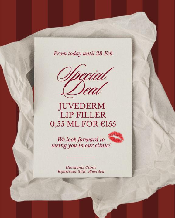 Lip Filler 0.55 ml met Juvederm €215,- voor €155,-