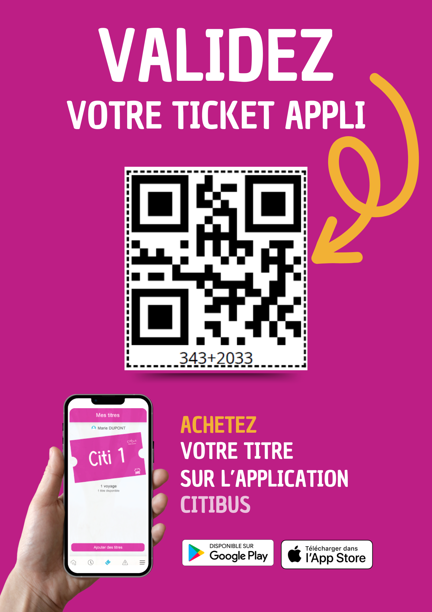 Affiche de validation Ticket mobile