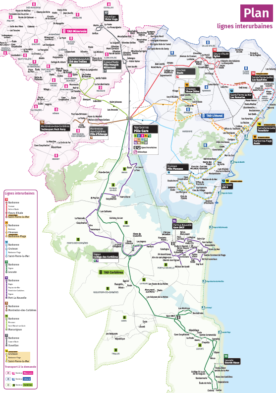 plan des lignes interurbaines