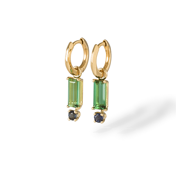 Creolen 750/000 Roségold mit Turmalin-Saphir Einhängern.