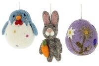 Osteranhänger aus Filz: Küken, Hase und Ei mit Blumen