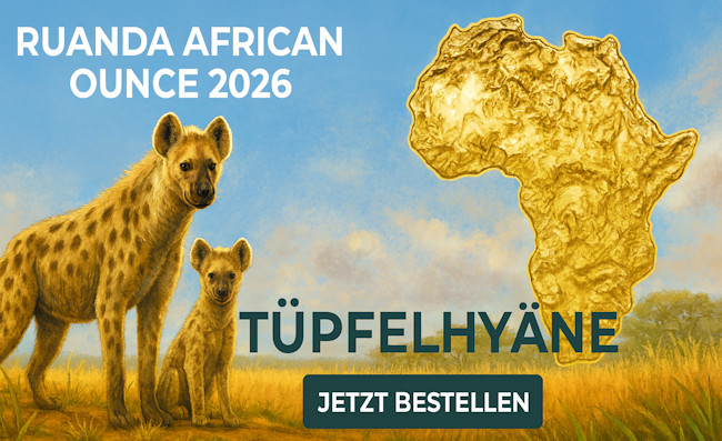 Ruanda African Ounce 2026 Tüpfelhyäne in Gold und Silber