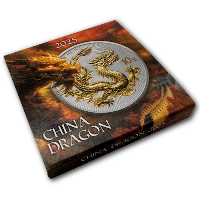 China Drache 2025 in 1 Oz Silber Gilded