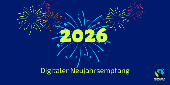 Die Jahreszahl 2026 vor blauem Hintergrund mit Feuerwerk, darunter der Schriftzug "Digitaler Neujahrsempfang"