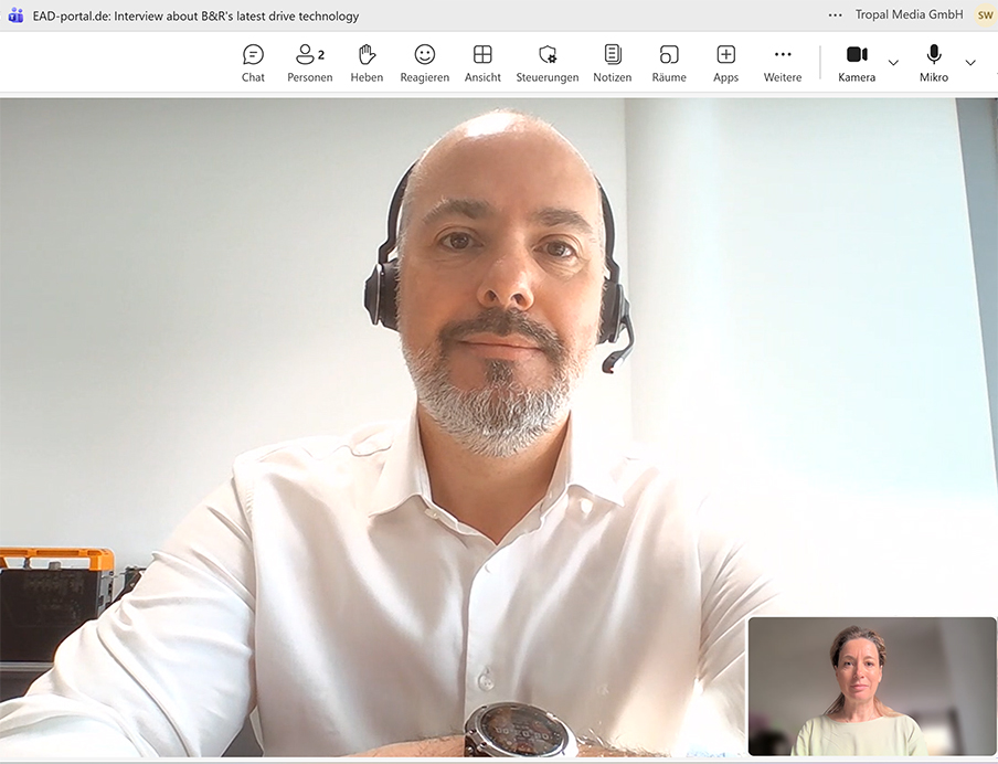 Das Gespräch zwischen Wilfried Guerry von B&R und Chefredakteurin Susanne Woggon fand über MS Teams statt, Bild EAD-portal.de / Susanne Woggon