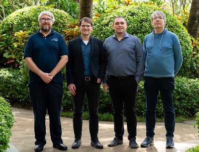 v.l.n.r.: Der neugewählte „GenICam“-Vorstand besteht aus James Falconer, Michael Schmidt, Marcel Naggatz und Christoph Zierl, Bild: EMVA